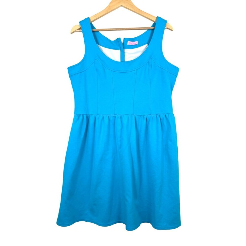 Lilly Pulitzer Agatha Sleeveless Teal Fit & Flare Dress sz‎ L/XL